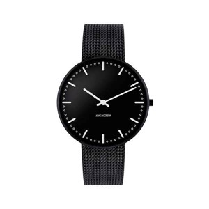 Arne Jacobsen Uhr - CITY HALL mit schwarzem Netzarmband